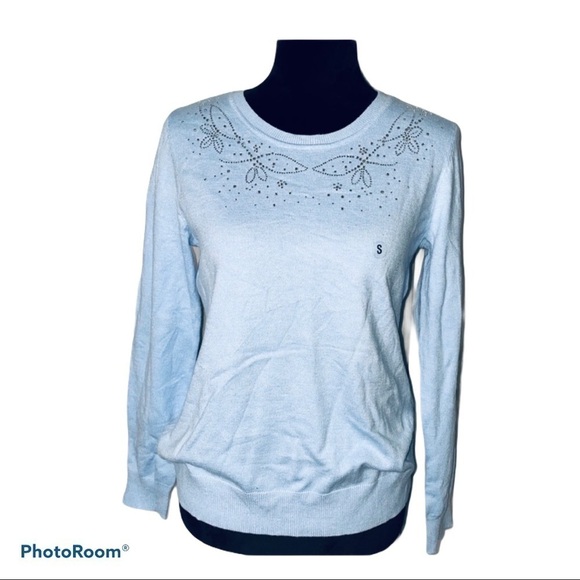 𝅺laura Scott blue bling long sleeve sweater NWT - Picture 1 of 8